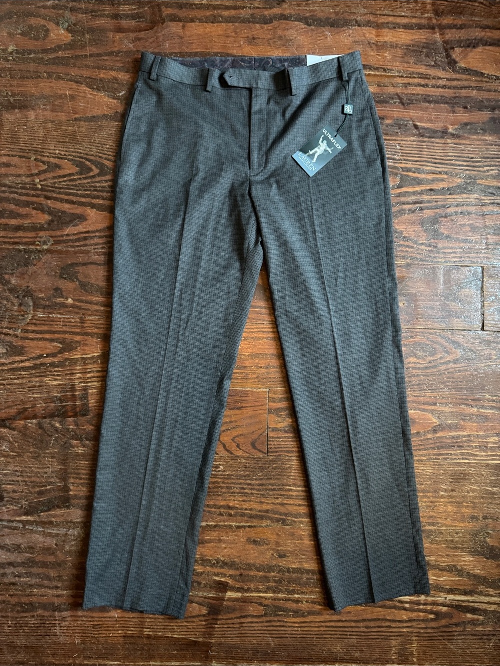 Lauren Ralph Lauren Men's Dark Gray Houndstooth Dress Pants 36x32